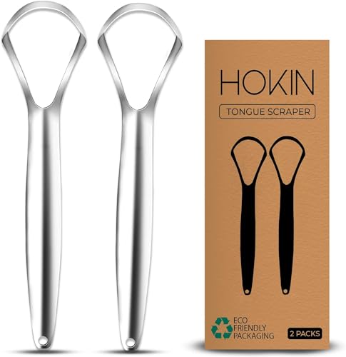 HOKIN Gratte langue pour adultes Gratte-langue acier inoxydable mauvaise haleine